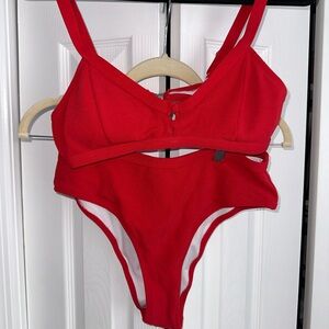 Red Bikini with Buttons | size: Large